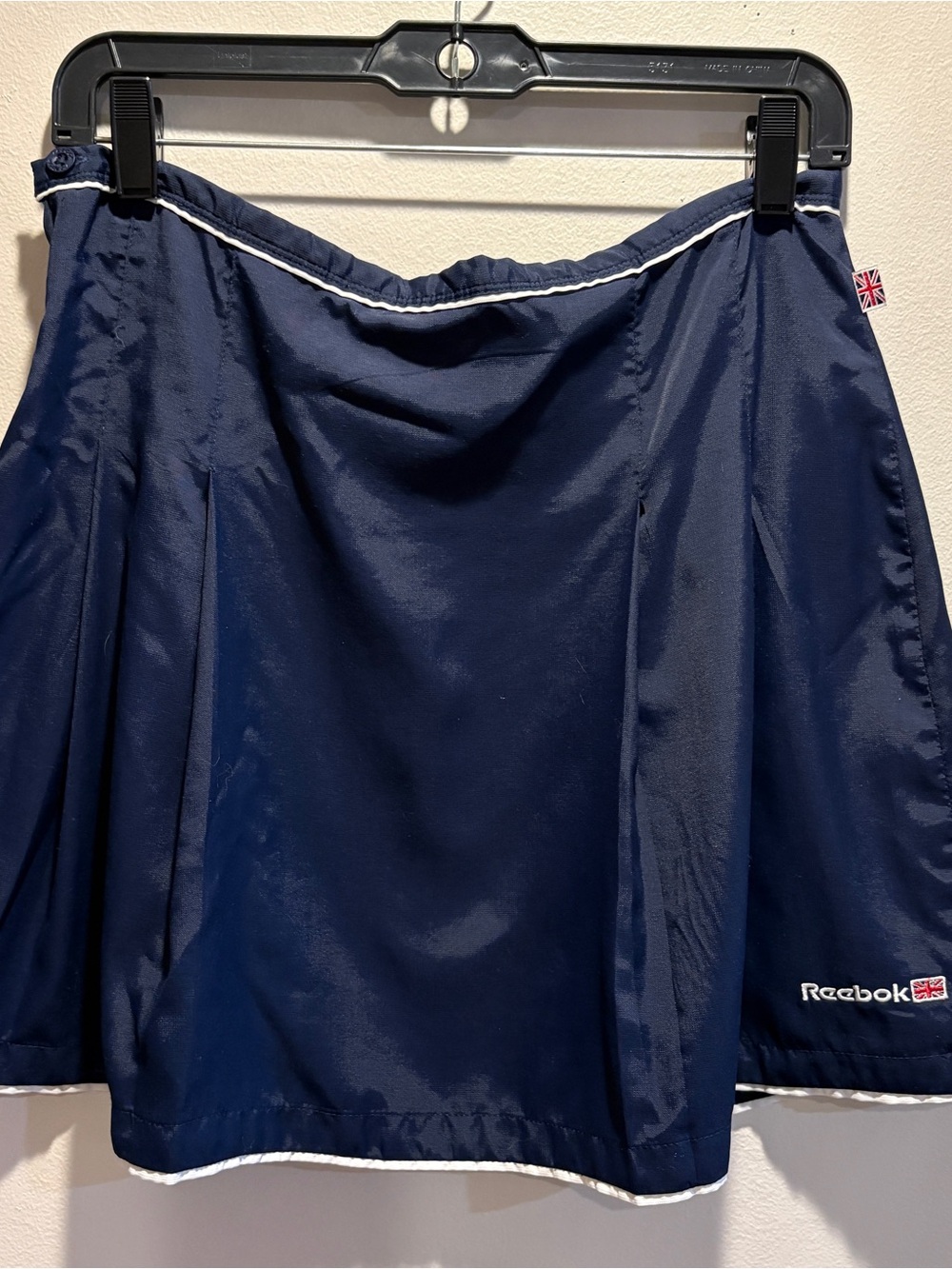 Vintage Reebok Classic Navy Nylon Tennis Athletic Skirt Women’s M Y2K Union Jack